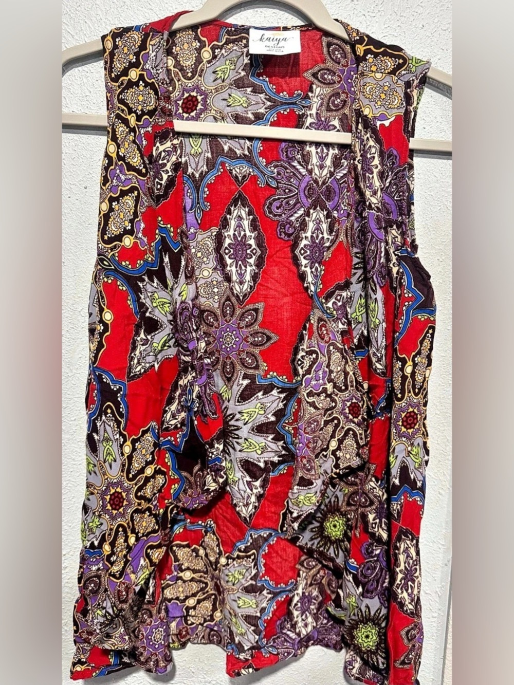 Kaiya Designs Paisley Maxi Dress in Red & Purple Like New